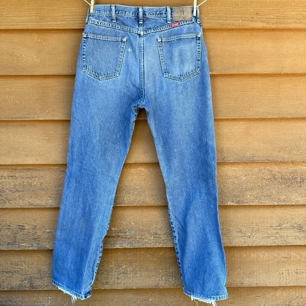 Vintage Wrangler Destroyed Worked In Blue Jeans Size 36